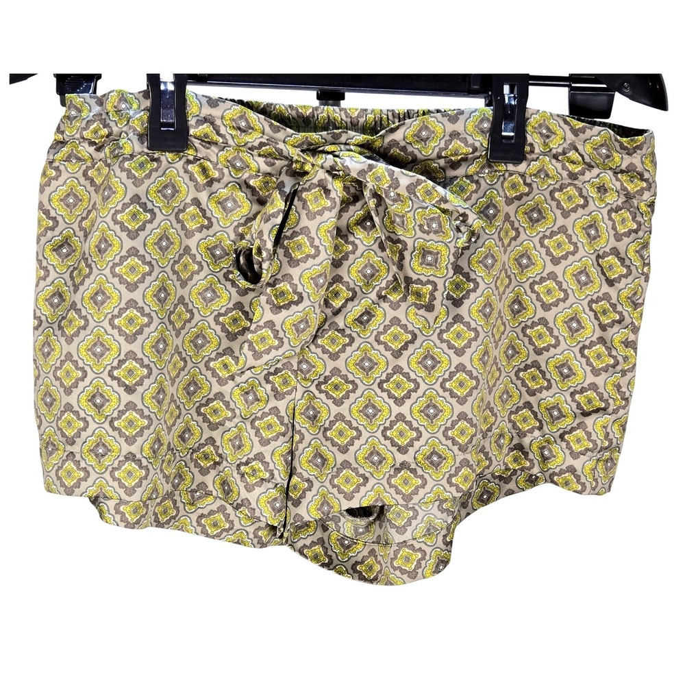 Women's Medium Satin Medallion Print Tie-Waist Shorts Boho Lightweight NY &‎ Co